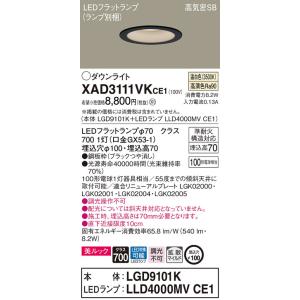 【法人限定】パナソニック　XAD3111VK CE1　LEDダウンライト 埋込穴φ100 浅型7H 高気密SB 美ルック 拡散  温白色【LGD9101K + LLD4000MV CE1】｜koukou-net