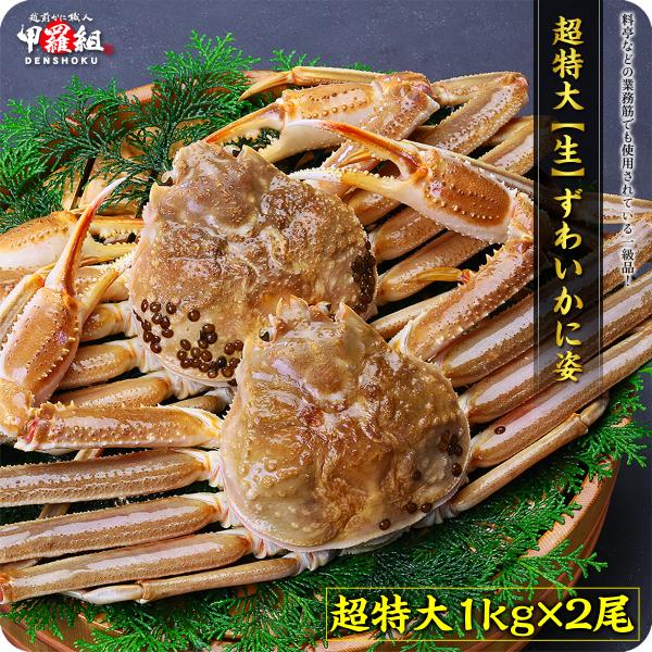 カニ かに 蟹 超特大サイズ 生ずわいがに姿 1kg前後×2尾 ズワイガニ ギフト 贈り物 誕生日 ...