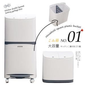 ゴミ箱 45L袋可 45リットル袋可 おしゃれ フロントオープン 分別  積み重ね キッチン スリム シンプル 大容量 ふた付き 縦型 カウンター下｜kouryu-store