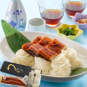 うなぎ  国産 うなぎの蒲焼き 特大1尾（190g）＆選べる手延べ麺コラボ セット 熊本県産 御祝 内祝 化粧箱  贈り物 グルメ プレゼント 御歳暮 ギフト｜kousa-youmanzyou