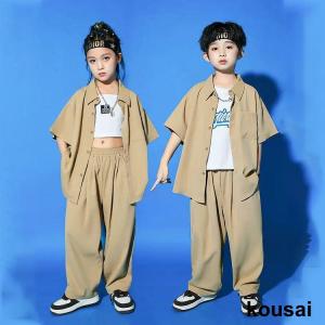 ベージュ キッズ ダンス衣装 セットアップ シ...の詳細画像3