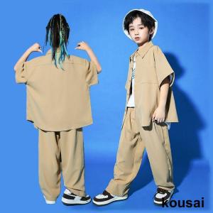 ベージュ キッズ ダンス衣装 セットアップ シ...の詳細画像4