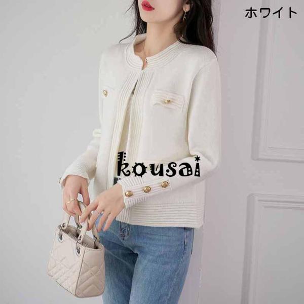 ニットジャケットレディース入学式卒業式入園卒園式アウターノーカラー 長袖ジャケットオフィスママスーツ...