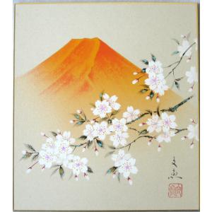真筆】色紙 日本画 竹にキセキレイ◇梅木信作 (新品)（色紙【禅