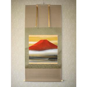 掛け軸 掛軸 赤富士 稲垣雅彦 (真作・新品) 尺八横 : 掛け軸の専門店