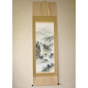 掛け軸 彩色山水 (小島光径) ※即納※ 【掛軸】【一間床・半間床】【山水