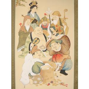 掛け軸 掛軸 七福神 今井真秋 (真作・新品)の詳細画像2