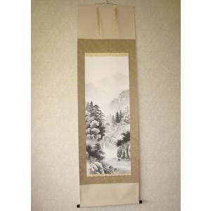 掛け軸 掛軸 水墨山水 中野長春 （真作・新品） 尺巾立 : 掛け軸の専門
