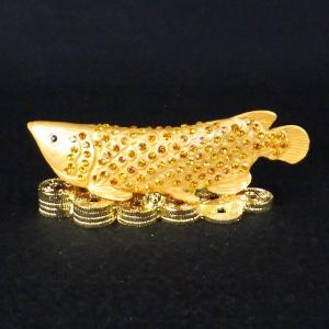 アロワナ 金龍魚 置物 銅製 龍 魚 長さ約25cm LLサイズ 風水
