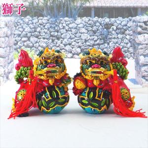 獅子 しし カラフル 樹脂製置物 ペア 小 魔除け : 横浜中華街龍 - 通販
