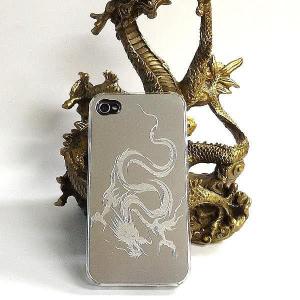 iphone 4s ケース 風水 龍の絵 風水龍の絵 開運グッズ 金運アップ ( 風水龍アイフォンケースiphone4s/4 銀 下山龍 )｜kouyuu