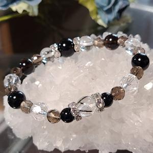 開運 ブラックルチル スモーキークォーツ オニキス ブレスレット 黒い