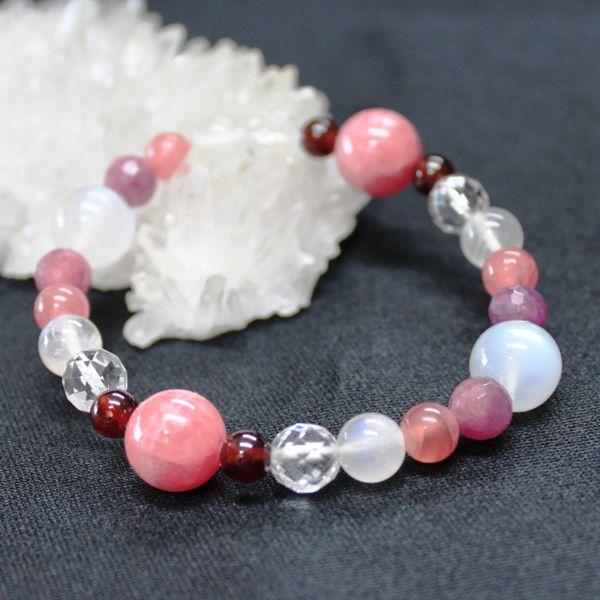 インカローズ ムーンストーン クンツァイト ブレスレット パワーストーン 天然石 メンズ レディース...