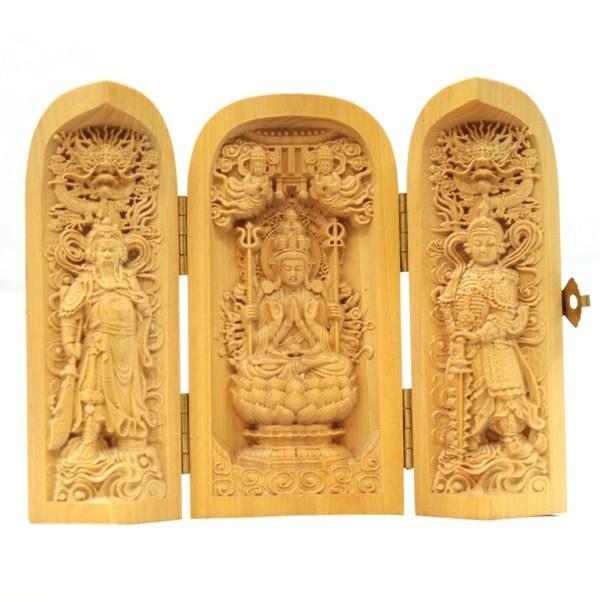 木彫り彫刻 木彫り 仏像 ツゲ 柘植 観音様 千手観音菩薩 千手 観音様の置物 縁起物 風水 置物 ...