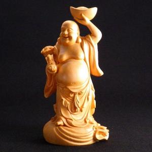 七福神 置物 布袋 陶器製 布袋様 風水（高さ25.5cm×巾24.5cm×奥行18cm