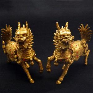 麒麟の置物 銅製招福対麒麟（大） 風水グッズ : 中国貿易公司ctc
