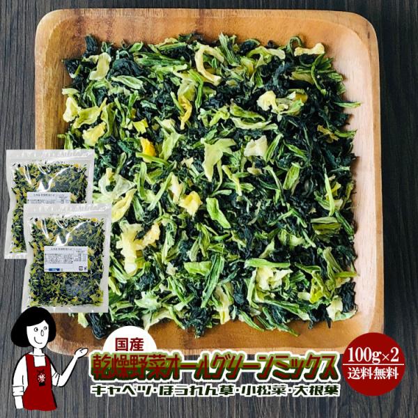 国産 乾燥野菜オールグリーンミックス 100g×2 計200g / チャック付