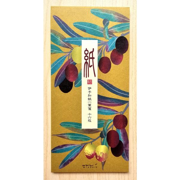 2025年秋・ミドリカンパニー　　伊予和紙一筆箋　「箔　オリーブ柄」