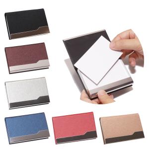 ハードケース 名刺入れ マグネット式 PUレザー ステンレス 1秒開閉 メンズ レディース