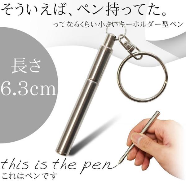 ボールペン キーホルダー型 小型 ステンレス ミニ ボールペン 仕込み ペン 伸縮 軽量 11g