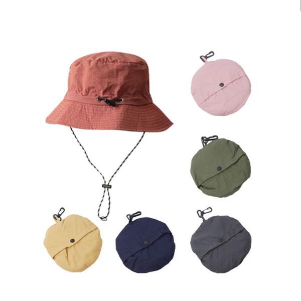 帽子 折りたたみ バケットハット 調節可能 ストラップ付き つば付き 収納 ゴム カラビナ付き ハッ...
