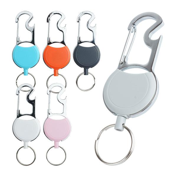 キーリール カラビナ キーホルダー キーリング コード 約30cm 伸びる ABS 合金フレーム 持...