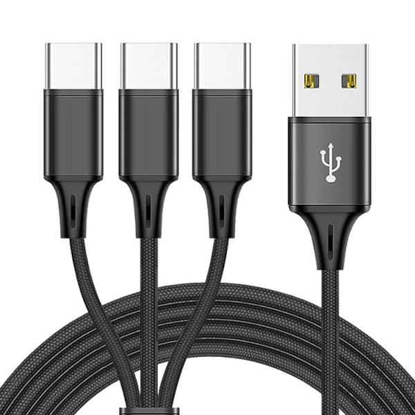 USB Type-C マルチ 充電ケーブル 2m 200cm 3股 合計5A 最大2.4A 同時充電...