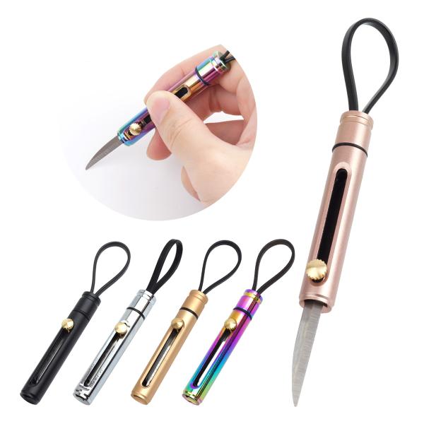 小型カッター ミニカッター スライド式カッター ロック機能 リング 付属 カッター 金属製 持ち運び...