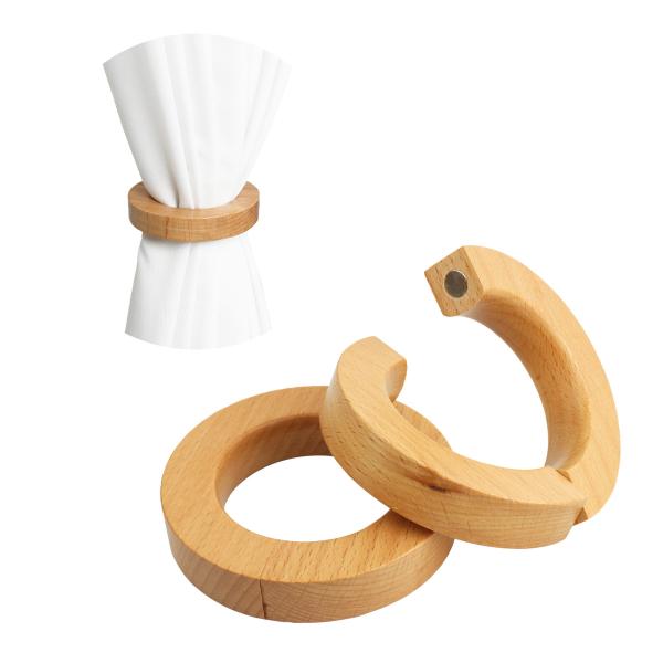 カーテンホルダー 2個セット 木製 カーテンタッセル 丸 円形 ウッド サークル マグネット式 カー...