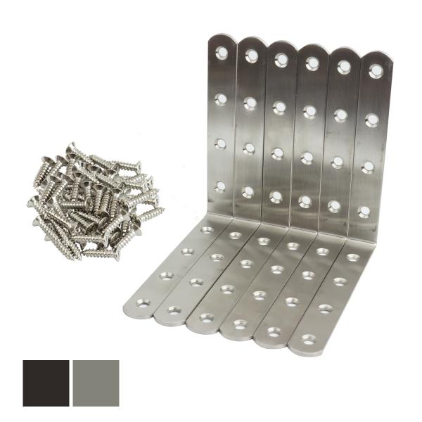 棚受け 金具 125mm L字 ブラケット DIY アイアン アングル 6個セット ステンレス 頑丈...