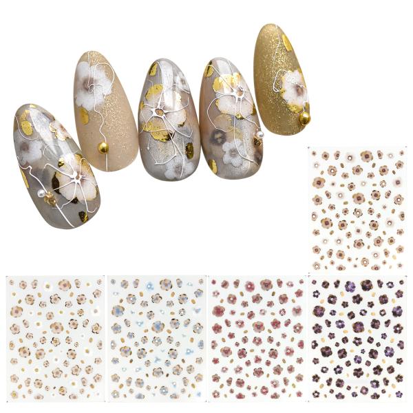 2枚 セット フラワーネイルシール 花 パーツ ストーン パール プチプラ セルフ ジェルネイル 簡...