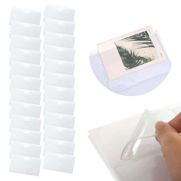 24枚 クリアポケット カードホルダー ラベルホルダー ラベルポケットシール 名札 カード 名刺 貼...