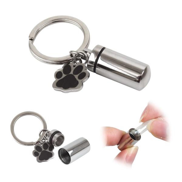 ペット 遺骨 カプセル 二重構造 プラケース 肉球 シンプル チャーム付き ミニカプセル キーホルダ...