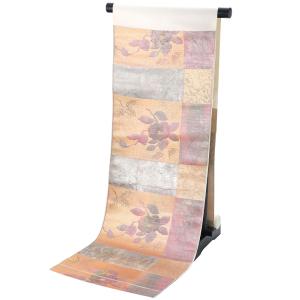 九寸 夏用 絽 正絹 名古屋帯 全通柄 グリーン系 ro-311-4 : 和の