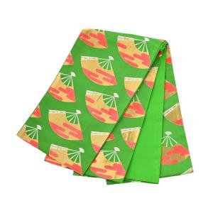 訳あり 七五三 七歳 ジュニア用 正絹 袋帯 緑系 未仕立て品 jh-281-1