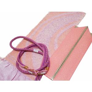 振袖用 絞り 柄入り 帯揚げ・帯締め・織柄入り重ね衿 3点セット 桐箱入り h-450-21 ピンク系