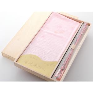 夏用 正絹 絽 絞り 柄入り 帯揚げ 帯締め 2点セット 桐箱入り ピンク系