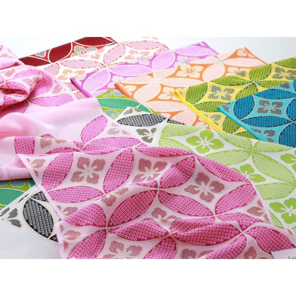 振袖用 正絹 縮緬 中抜き 七宝柄プリント 帯揚げ 単品 ちりめん 全10色 ah-249 1口2点...