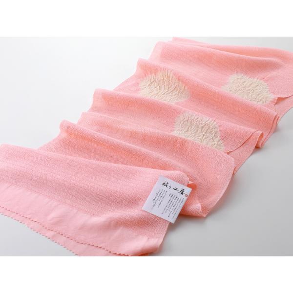 絞り工房 夏用 絽 正絹 ぼかし 絞り 帯揚げ 単品 お洒落 サーモンピンク ak-341-a