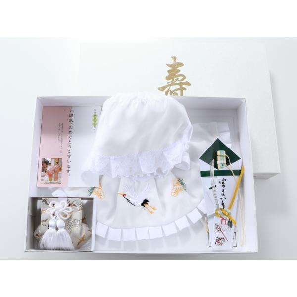 お宮詣り 正絹 フードセット 4点セット 男の子用 ホワイト 日本製 1h-17