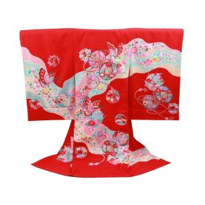 お宮参り 金駒刺繍入り 絞り 正絹 着物 長襦袢 セット 女児 女の子