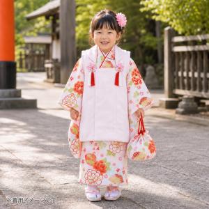 七五三着物 3歳用 三ッ身着物 長襦袢 重ね衿 3点セット ローズピンク系