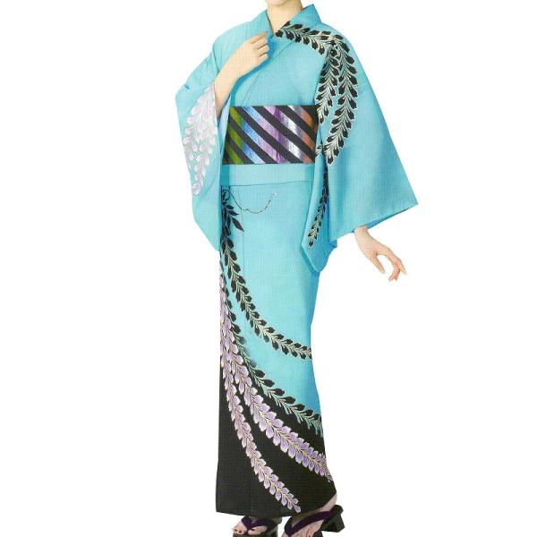 在庫処分品 お祭天国 きぬずれ 浴衣 反物  ブルー 綿 ma-84-e