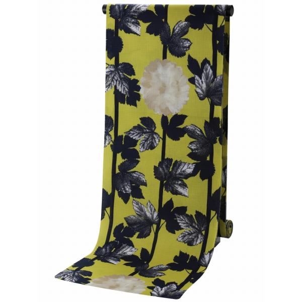 日本製 反物 ゆかた 綿 女性用 浴衣 黄色地 ma-87-b