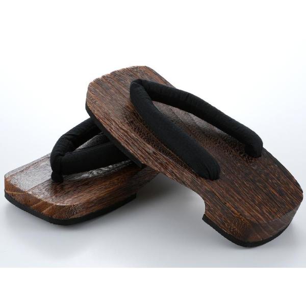 紳士下駄 桐下駄 Ｍ〜３Ｌサイズ ソフト鼻緒 黒無地 スベリ止めゴム付 mg-7