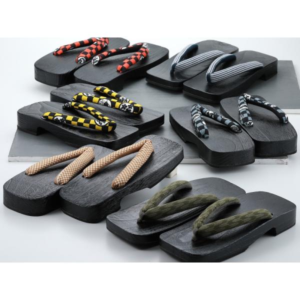 3Lサイズ 紳士下駄 桐下駄 ソフト鼻緒 黒塗台 全８タイプ スベリ止めゴム付 mg-44