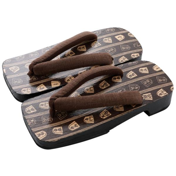 紳士下駄  桐下駄 ソフト鼻緒 将棋駒柄 茶台に茶鼻緒  mg-84-a