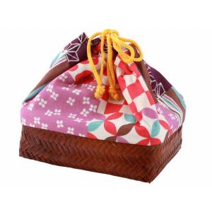 竹かご巾着 かごバッグ 竹籠 お洒落巾着 コンパ...の商品画像