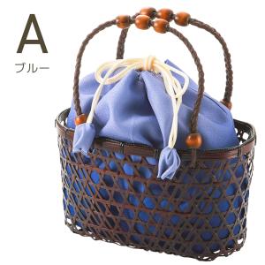 かごバッグ 竹籠グラデーションカラー巾着バッグ...の詳細画像3