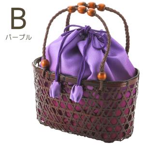 かごバッグ 竹籠グラデーションカラー巾着バッグ...の詳細画像5